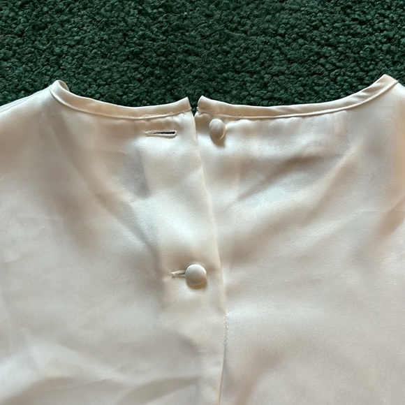 Vintage Polyester Cream Shirt with Front Pocket, Size 8 - Picture 5 of 5